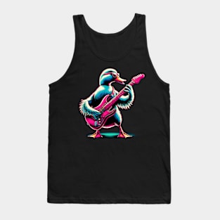 Electric Guitar Duck Rock Music Novelty Funny Duck Tank Top